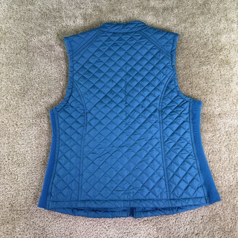 Laura Scott Womens Blue Quilted Vest Zip Front Size Medium Outerwear F061 - Picture 6 of 9